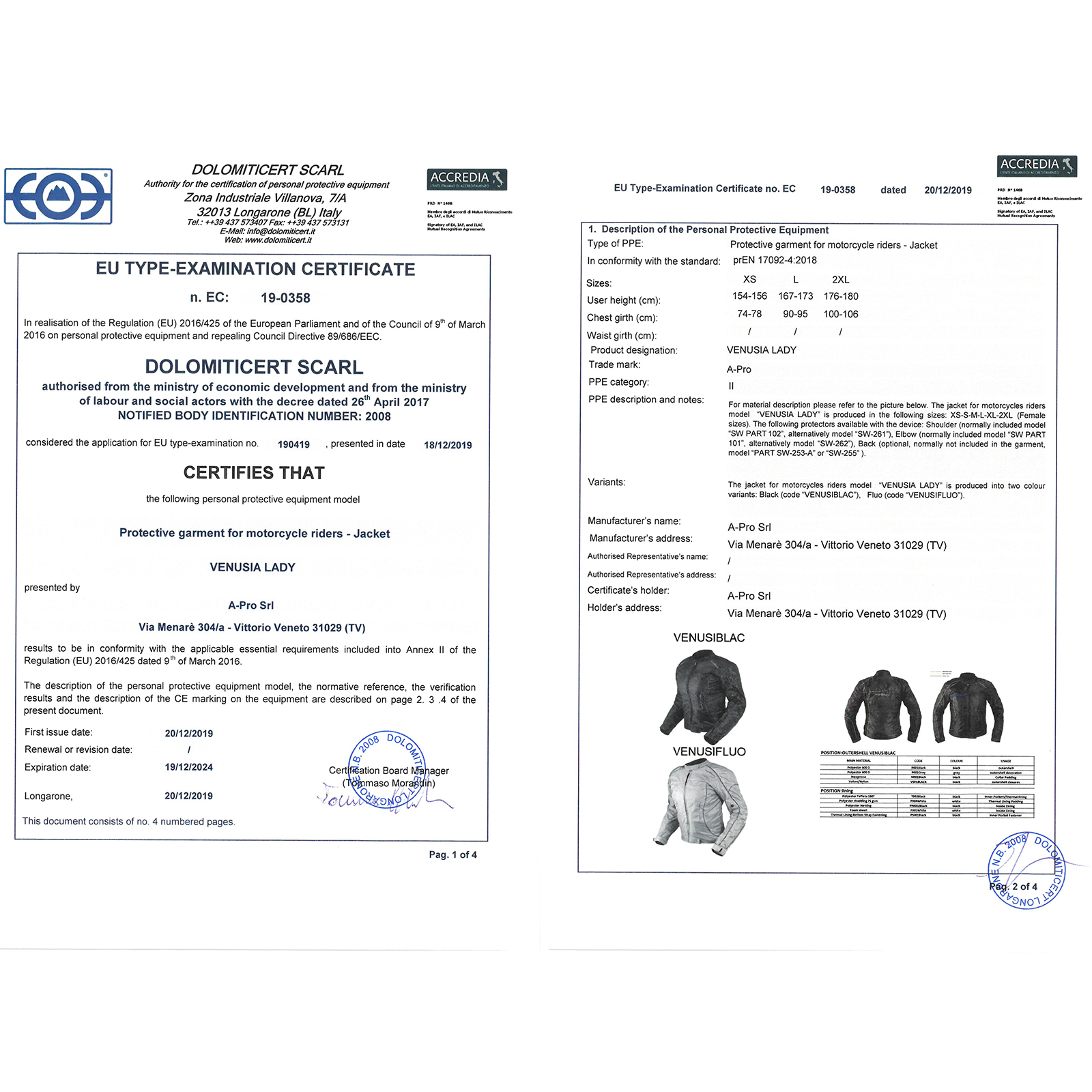 Giacca Lady Moto Donna Tessuto Protezioni CE Termico Sfoderabile Scooter - Imagen 23 de 39