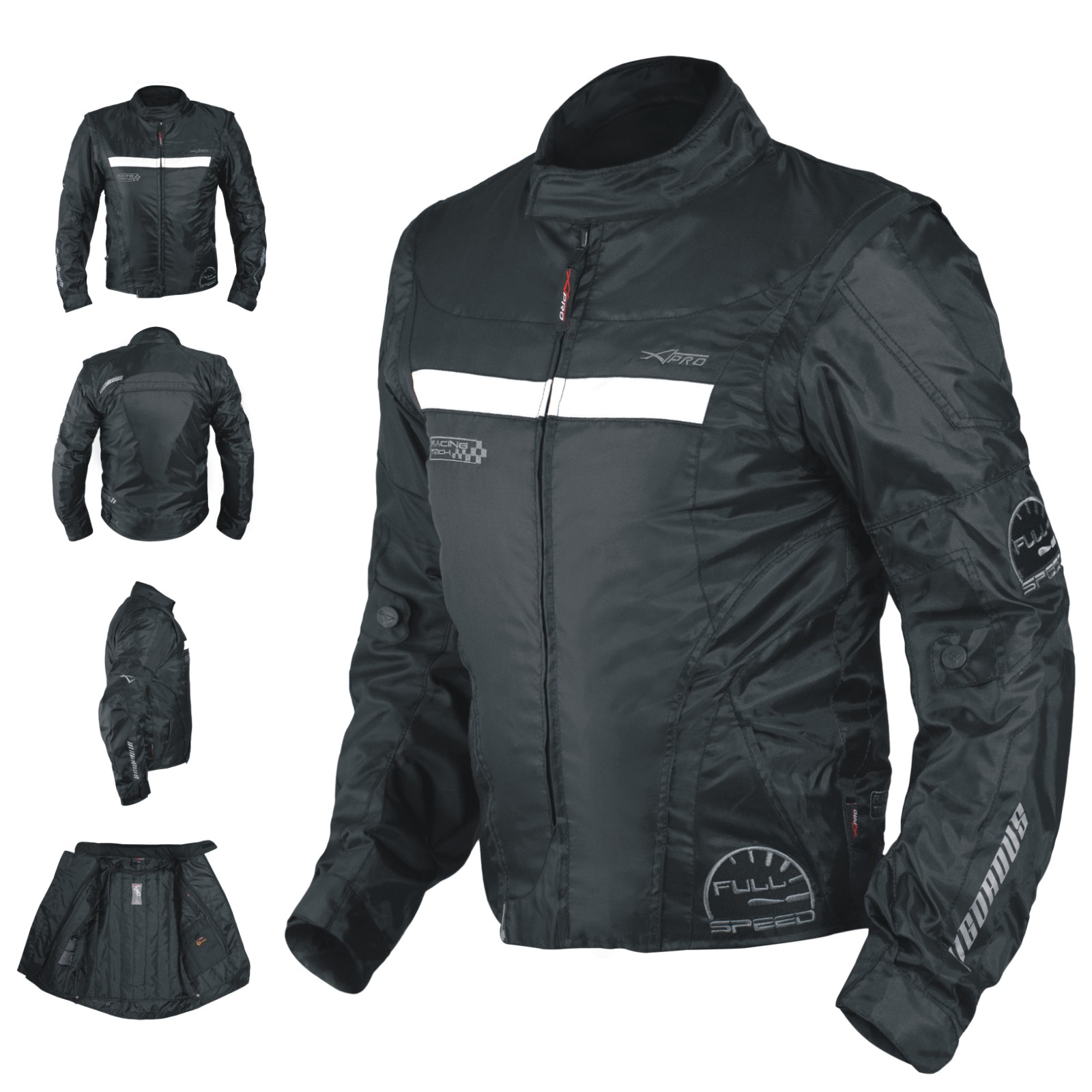 Giacca Moto Manica Staccabile Tessuto Protezioni CE Sfoderabile Gilet Termico - Afbeelding 4 van 63