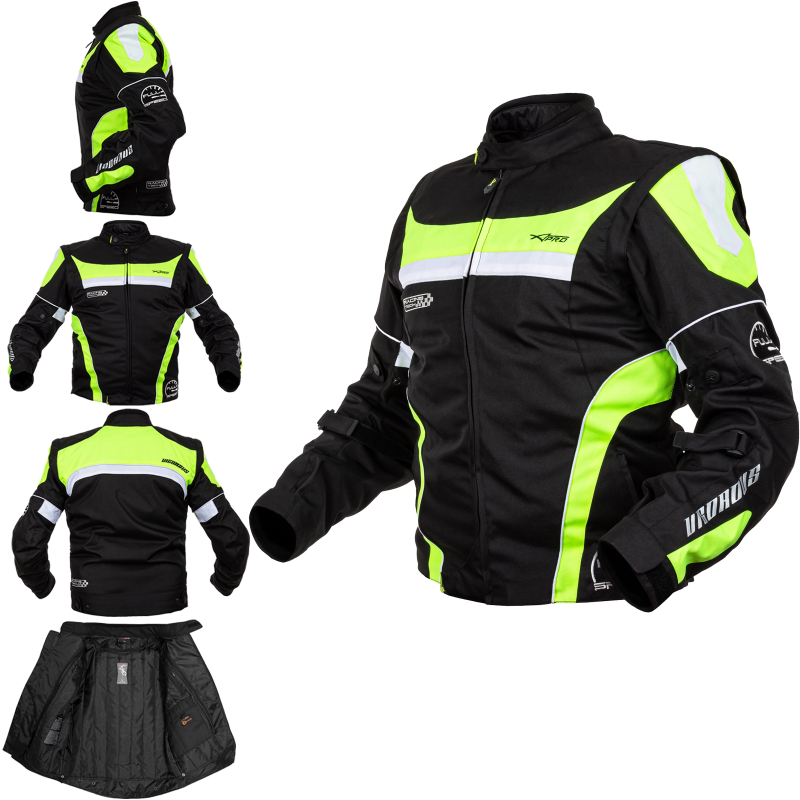Abbigliamento Moto e Accessori - Giacca Moto Manica Staccabile Tessuto  Protezioni CE Sfoderabile Gilet Fluo