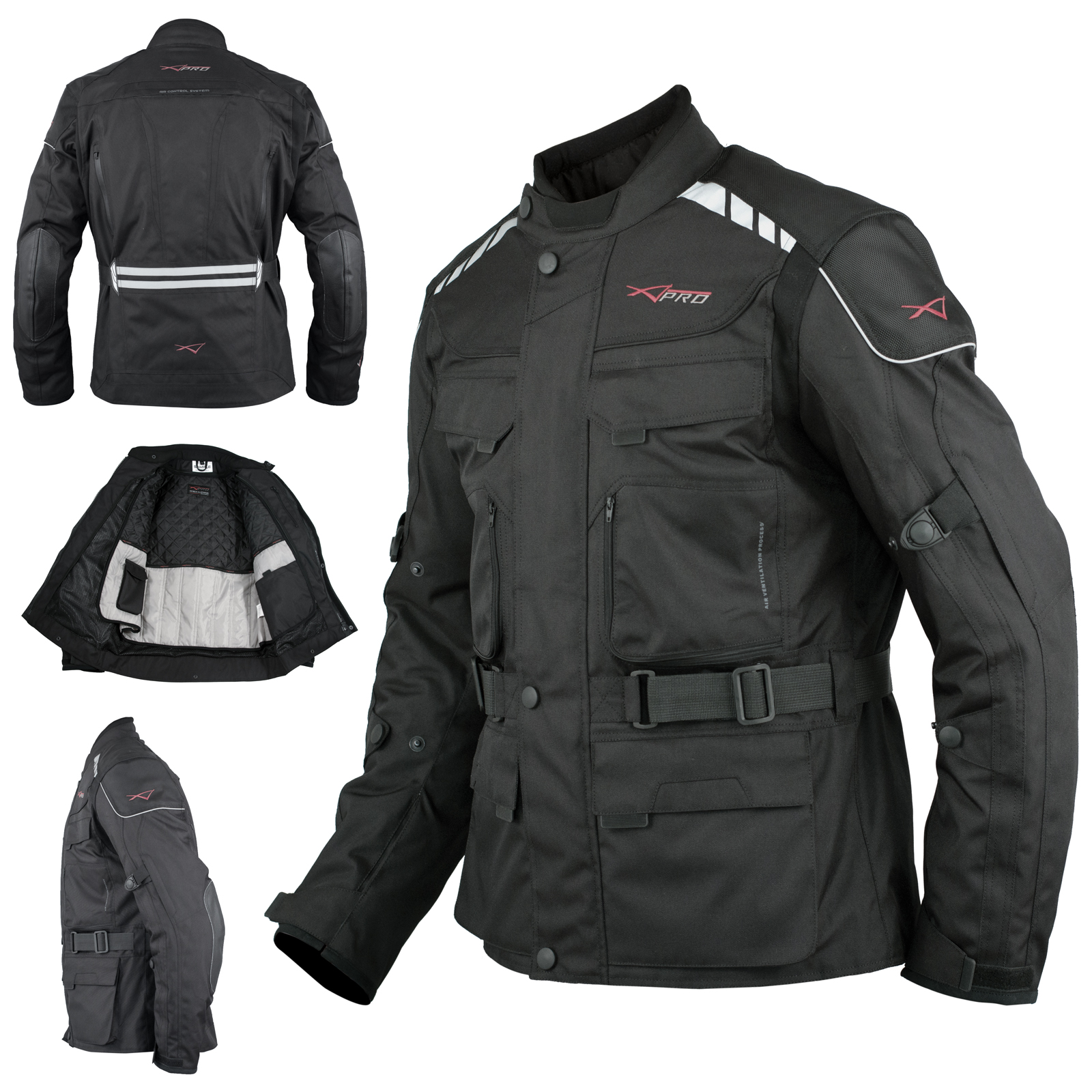 Motorbike Motorcycle Waterproof CE Armours Textile Touring Tex Jacket  Black L 