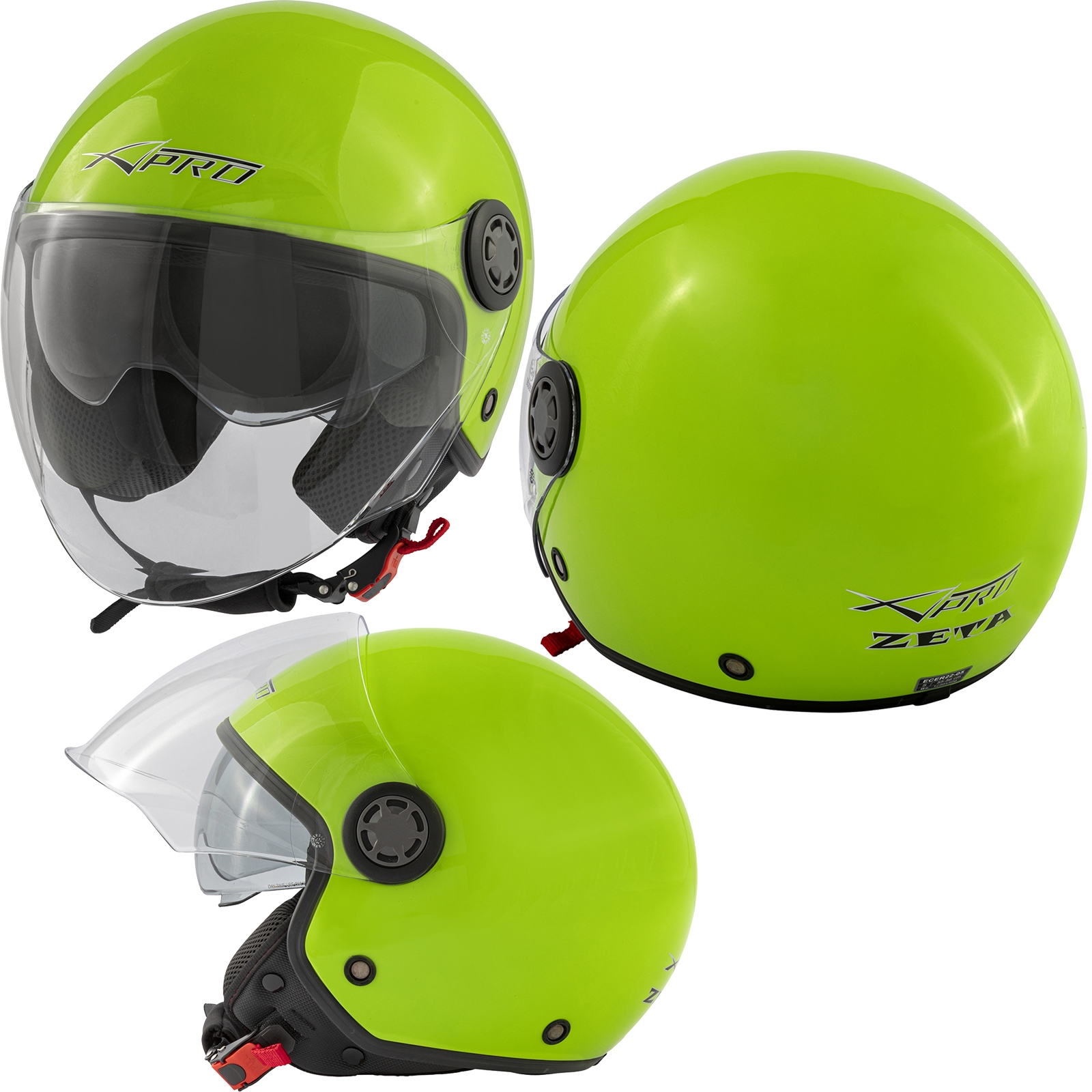 Jet Scooter Casco ECE 22 06 Moto Certificato Lunga Trasparente Visiera Parasole - Picture 31 of 99