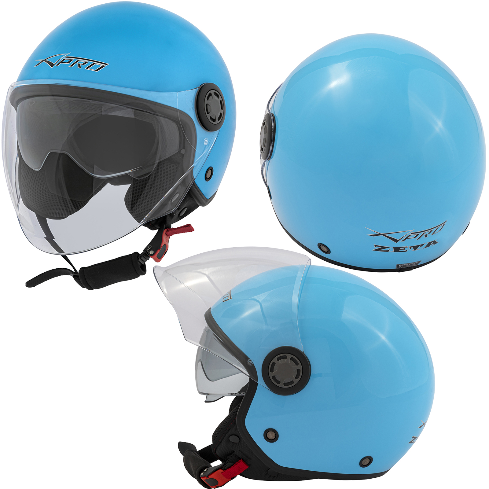 Jet Scooter Casco ECE 22 06 Moto Certificato Lunga Trasparente Visiera Parasole - Picture 46 of 99