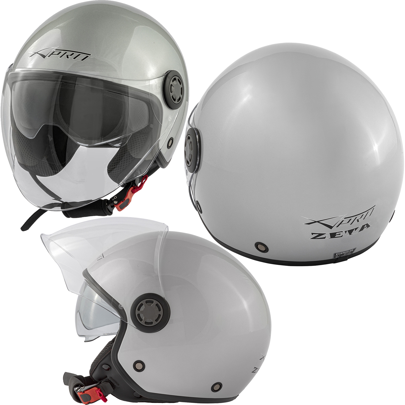 Jet Scooter Casco ECE 22 06 Moto Certificato Lunga Trasparente Visiera Parasole - Picture 76 of 99