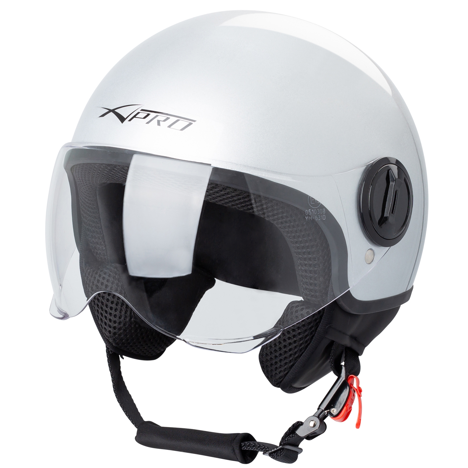 demi jet motorcycle helmet Cascos Para Moto A-PRO SRL Demi Jet Scooter Motorcycle Helmet – ECE 22-06  Approved – Front Sonicmoto Silver Finish Met Casco